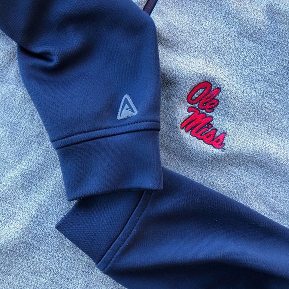 ANTIGUA Men's Gray Heather & Navy 'Ole Miss' Quarter Zip Pull Over - Sz MED - Picture 10 of 11
